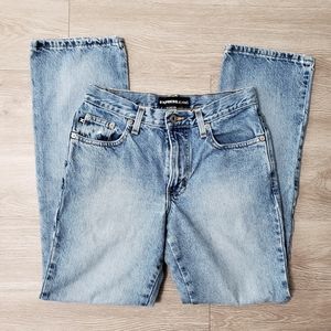 Vintage 90s Express rigid black label straight leg blue denim jean size 3 / 4
